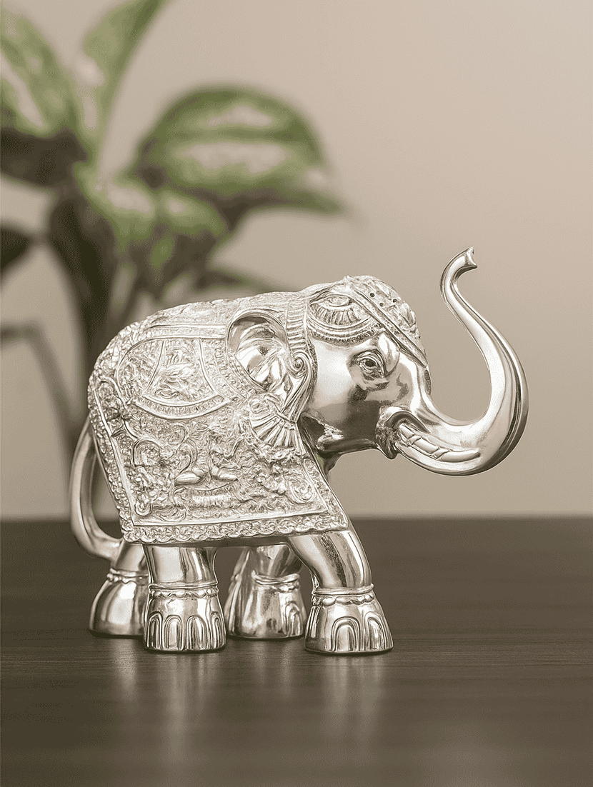pure silver plated elephant home decor showpiece