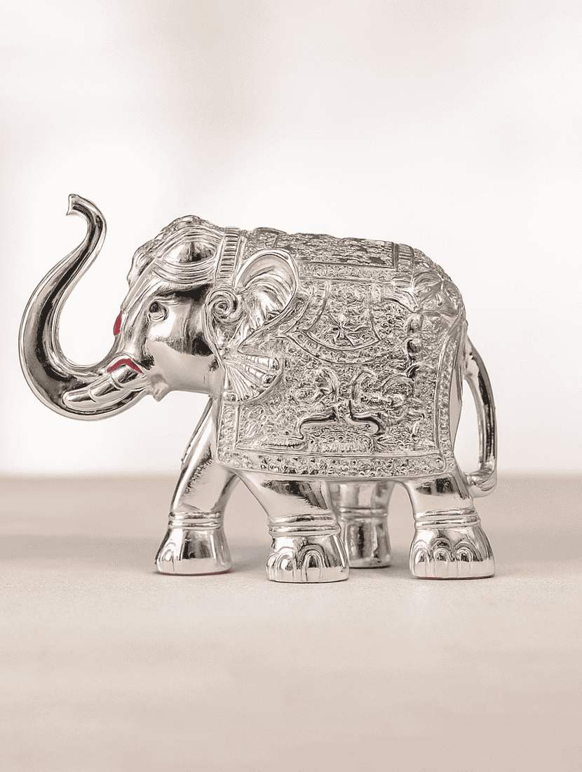 pure silver plated elephant home decor showpiece - 22076127 -  Standard Image - 2