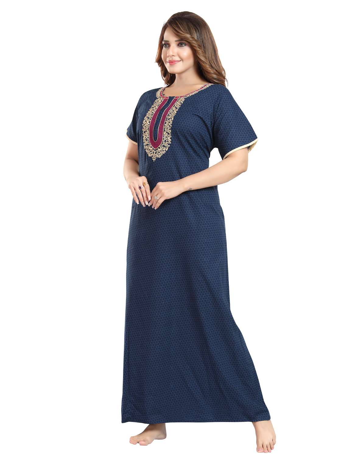 women printed short sleeve nighty - 22076324 -  Standard Image - 2