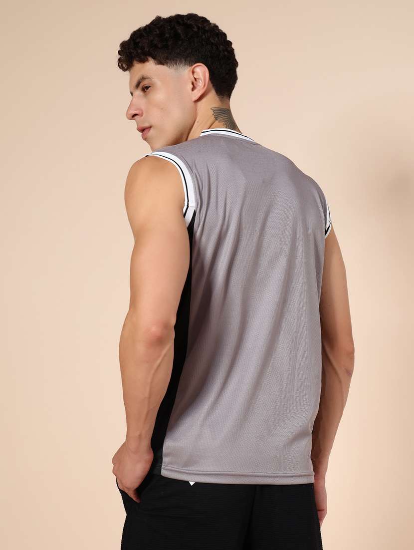 men front print sleeveless regular fit t-shirt - 22076335 - Standard Image - 2