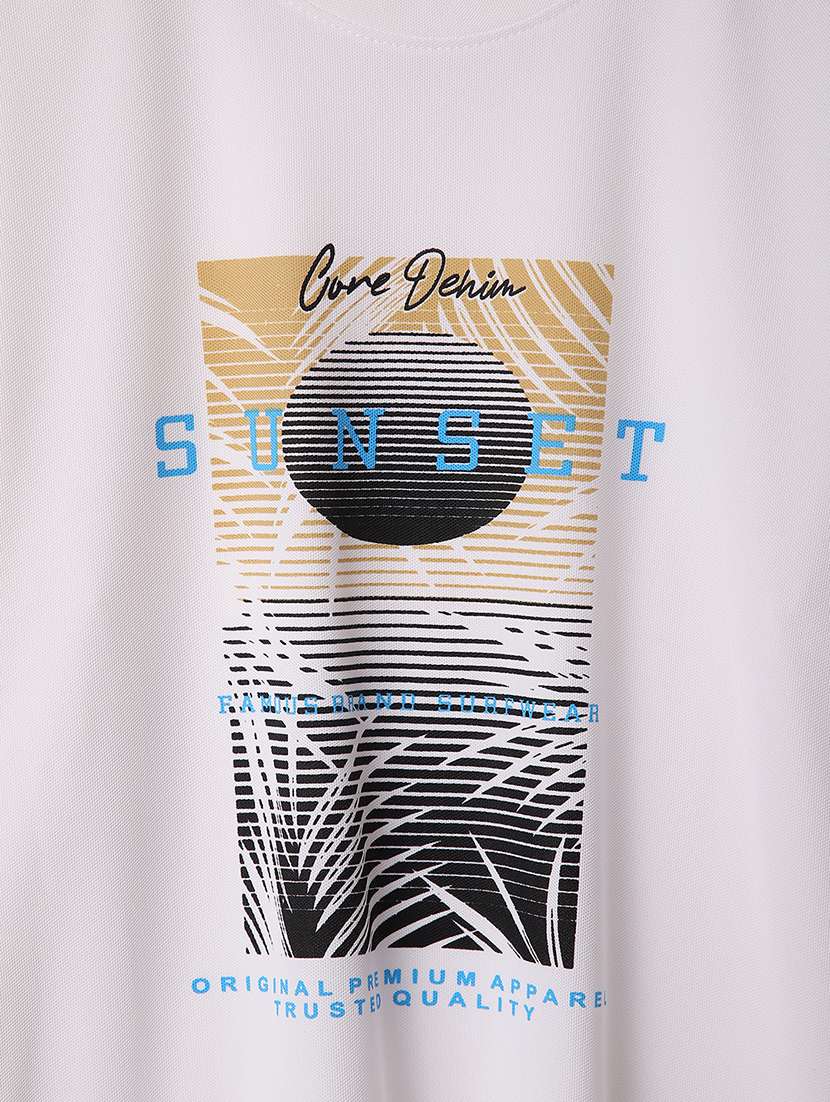 men front print round neck regular fit t-shirt - 22076337 - Standard Image - 2
