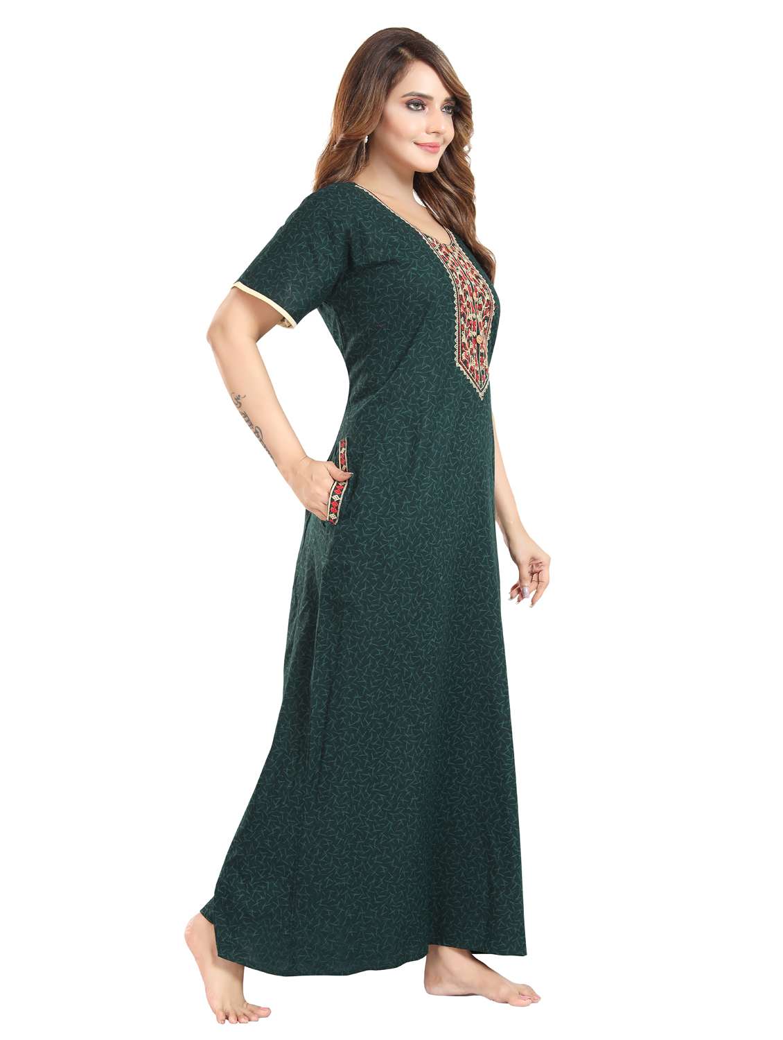 women printed short sleeve nighty - 22076346 -  Standard Image - 2