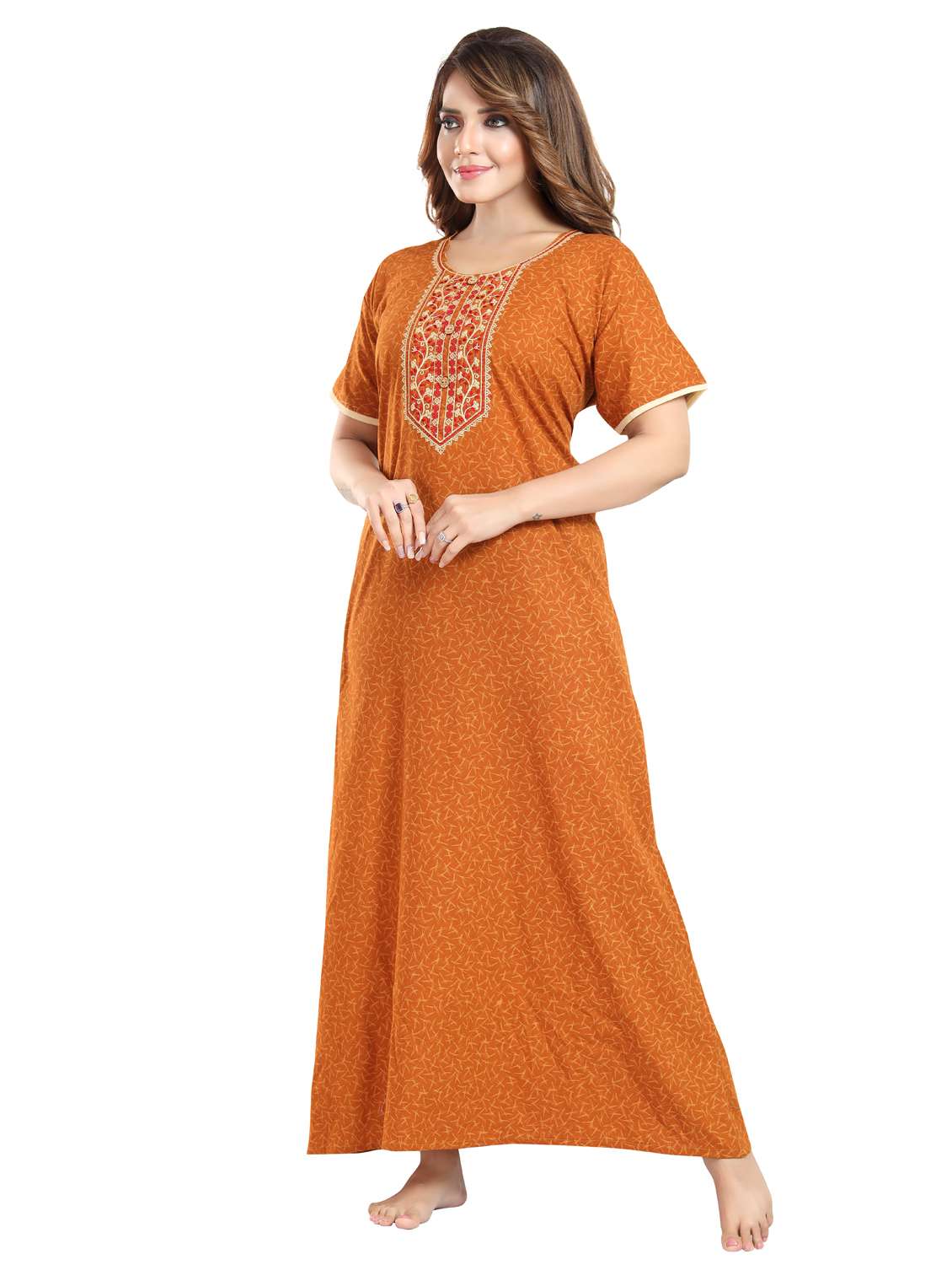 women printed short sleeve nighty - 22076349 -  Standard Image - 2