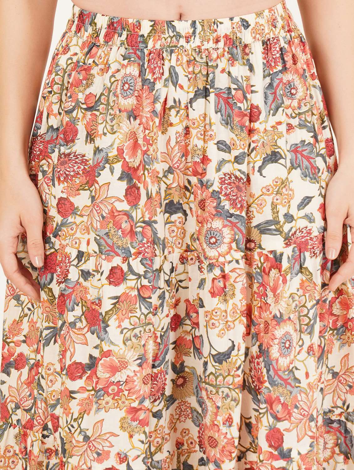 women printed mid rise tiered maxi skirt - 22076351 - Standard Image - 7