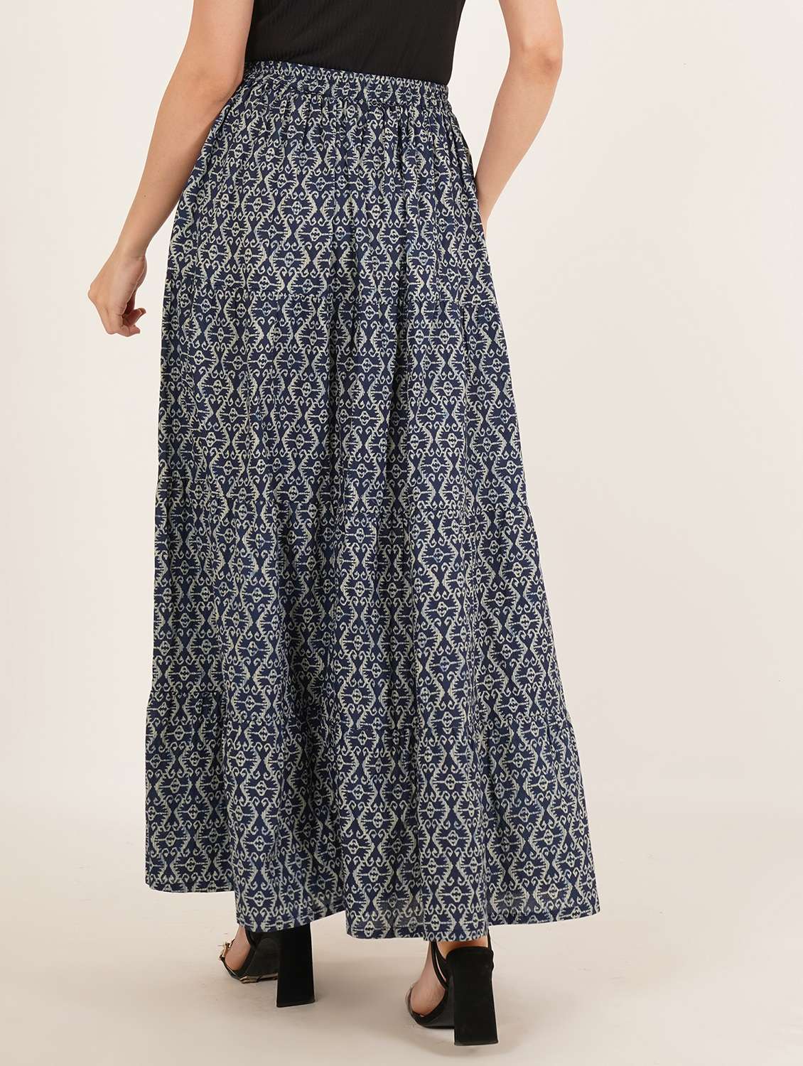 women printed high rise tiered maxi skirt - 22076353 - Standard Image - 2