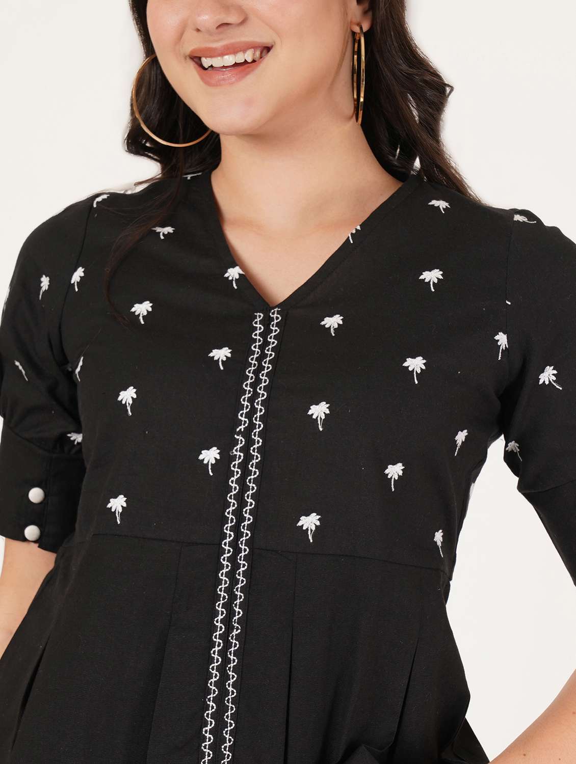 women embroidered puff sleeve peplum top - 22076357 - Standard Image - 7