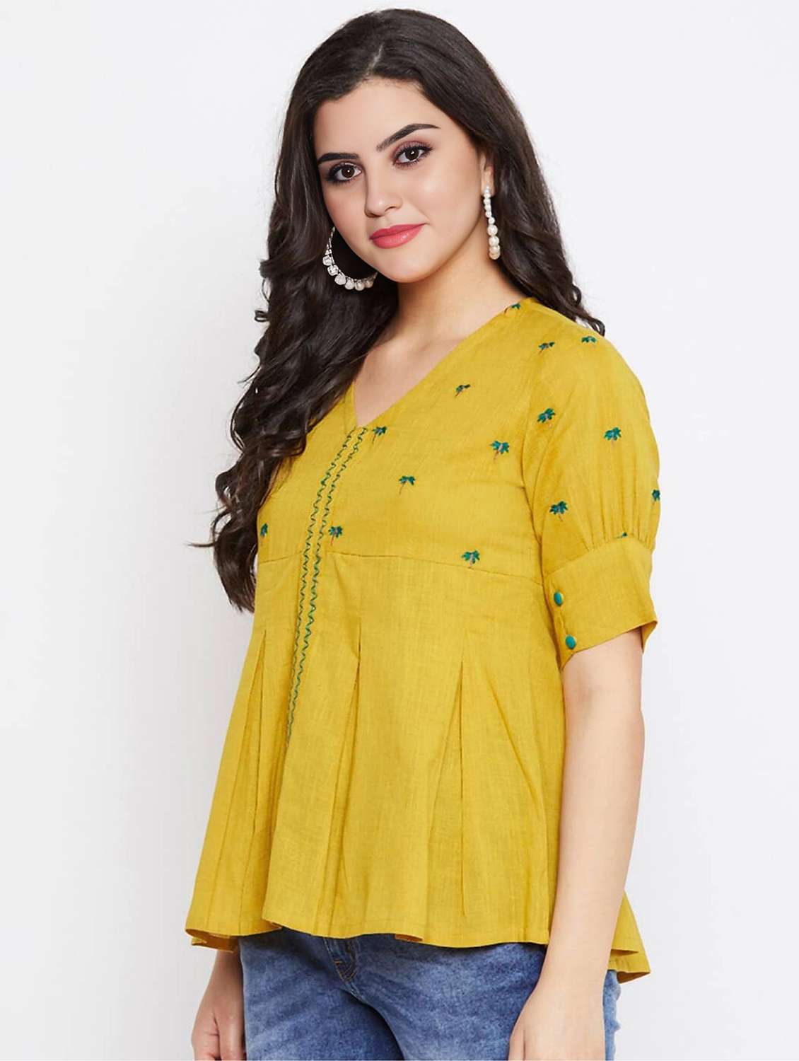 women embroidered puff sleeve peplum top - 22076359 - Standard Image - 2
