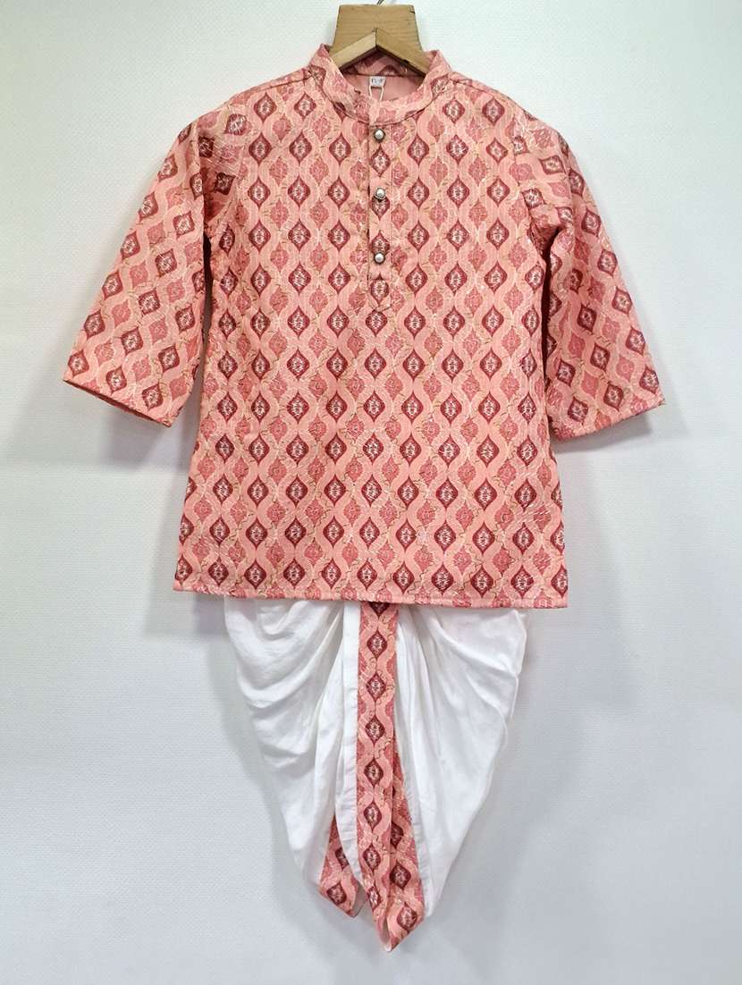 boys printed long sleeve kurta & dhoti set - 22076377 -  Standard Image - 2