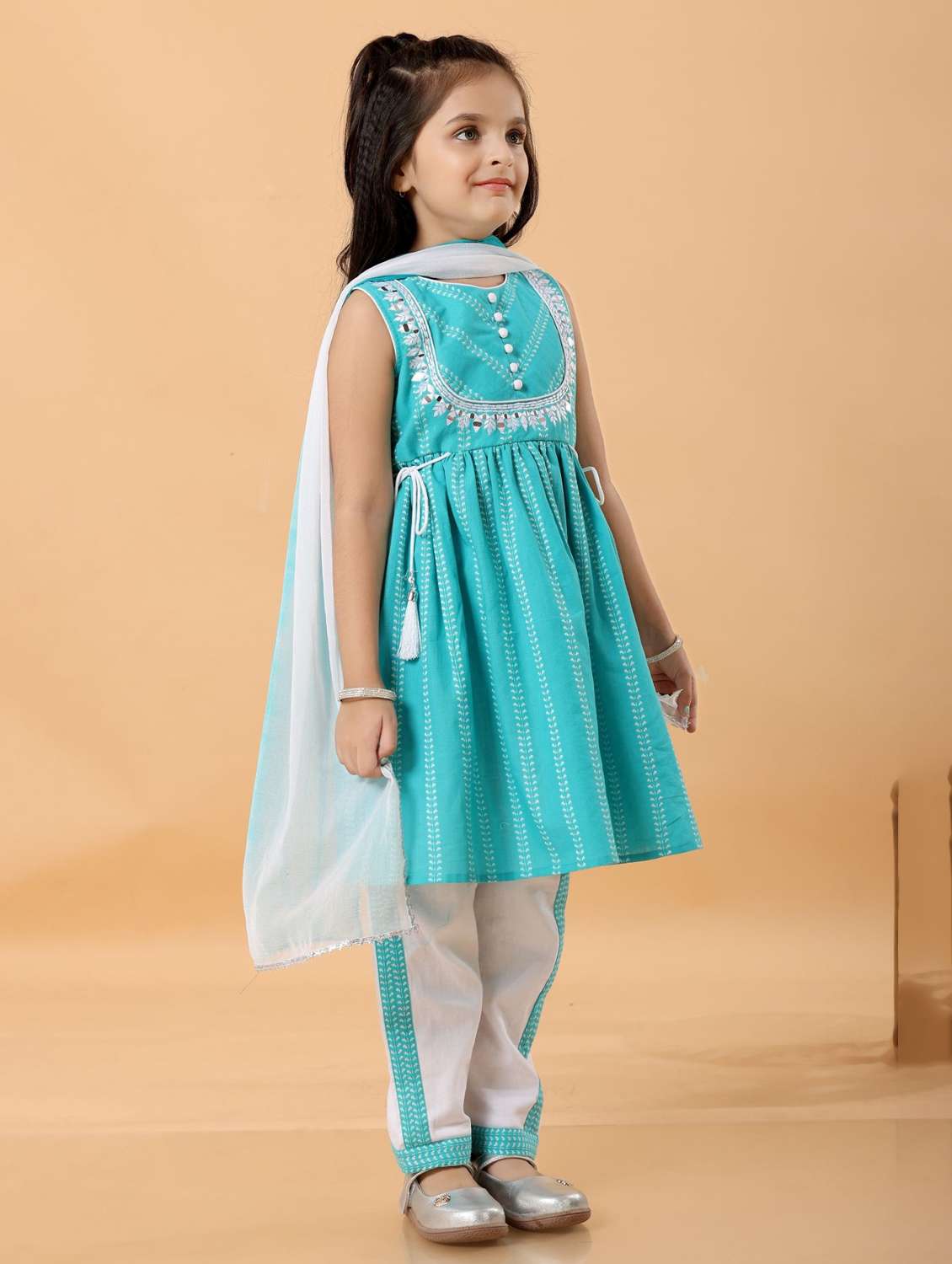 girls self designed kurta and pant with dupatta set - 22076400 -  Standard Image - 2