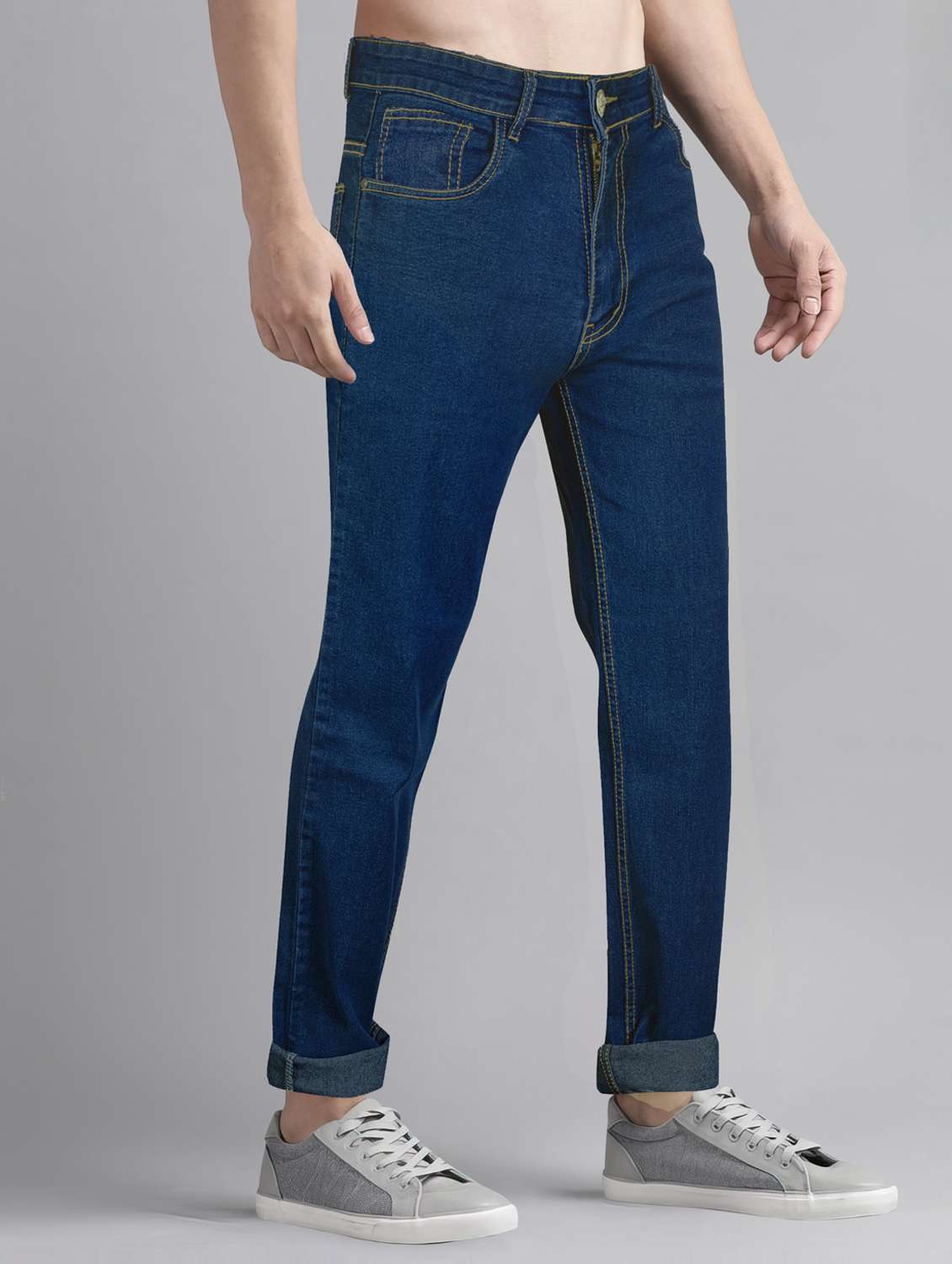 men plain mid rise full length jeans - 22076407 -  Standard Image - 2