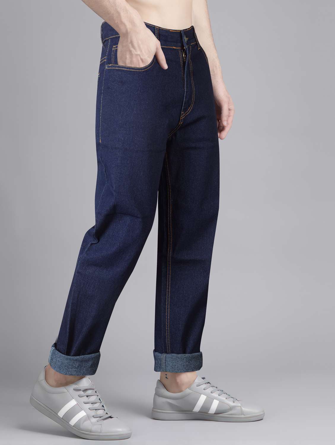 men plain mid rise full length jeans - 22076419 -  Standard Image - 2