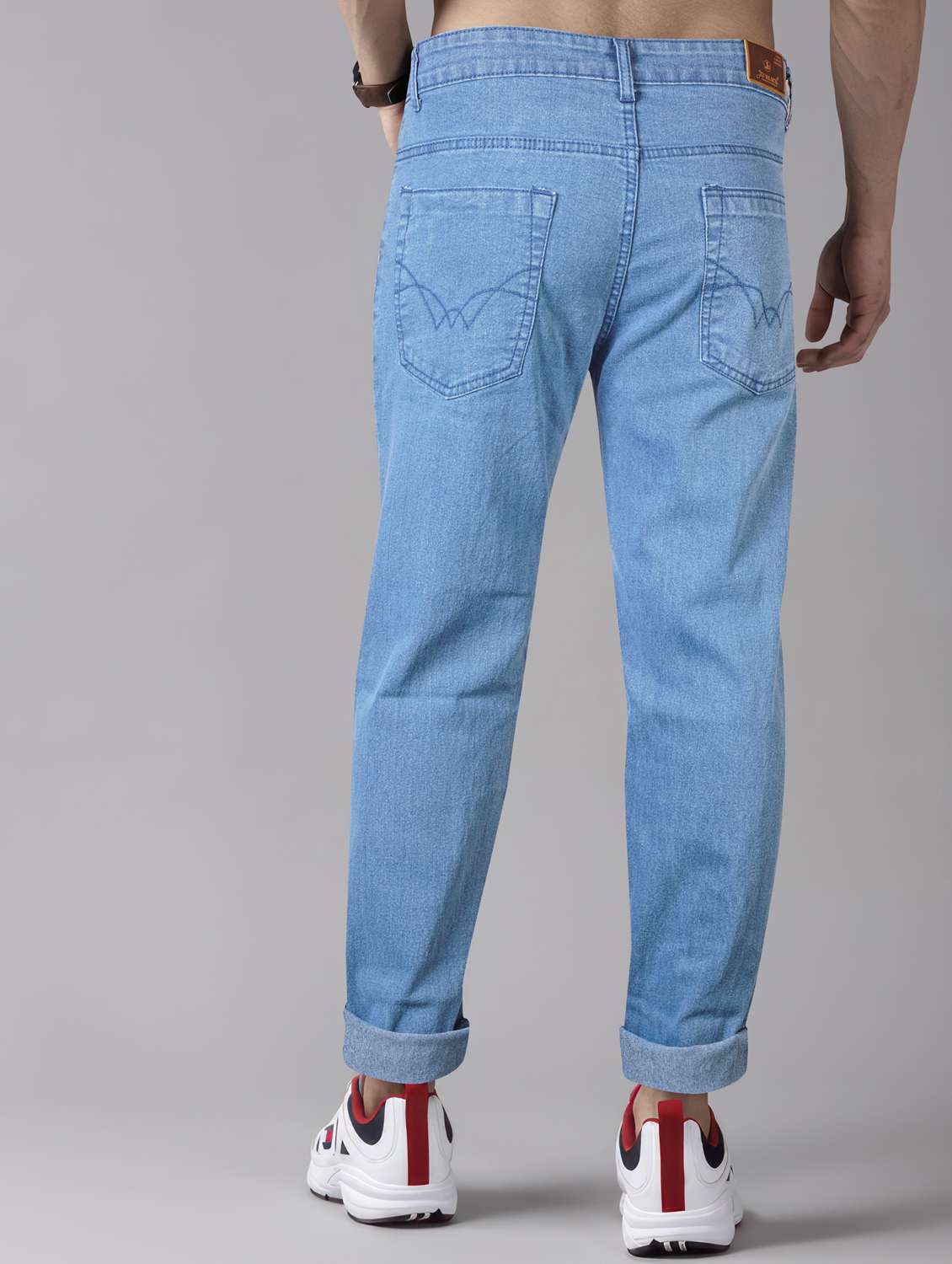 men plain mid rise full length jeans - 22076421 -  Standard Image - 2