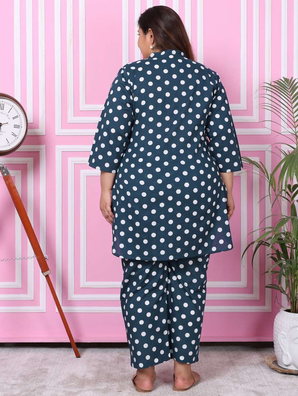 women three quarter sleeve plus size ethnic co-ord set - 22076437 -  Standard Image - 2