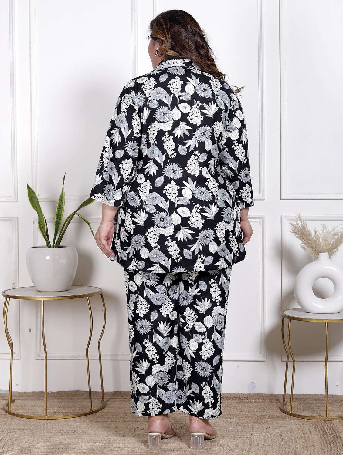 women three quarter sleeve plus size ethnic co-ord set - 22076463 - Standard Image - 2