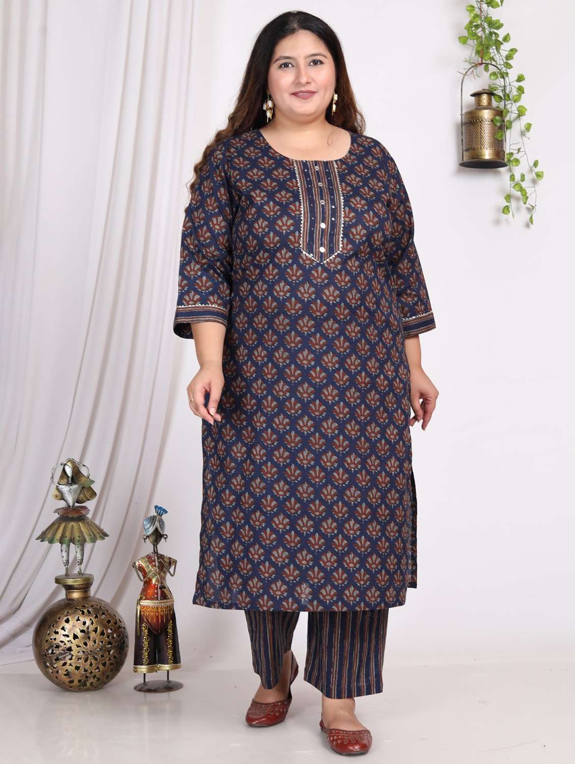 women printed three quarter sleeve kurta pant with dupatta set - 22076472 -  Standard Image - 2