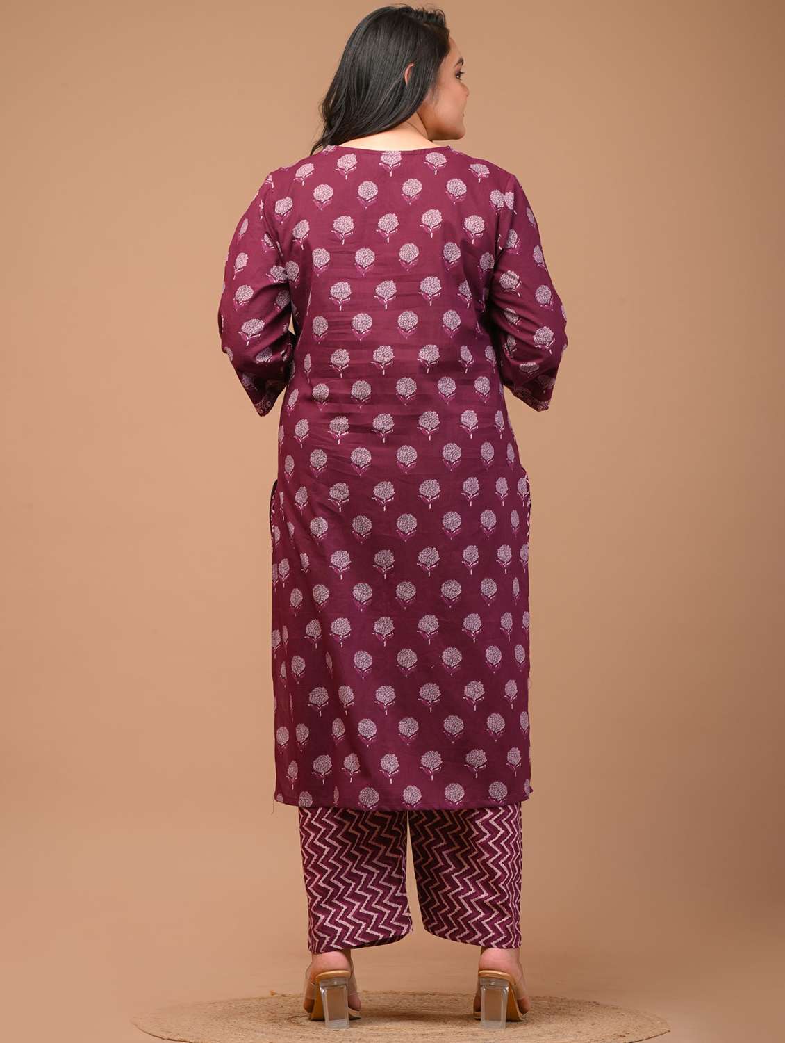 women printed three quarter sleeve kurta pant with dupatta set - 22076490 -  Standard Image - 2