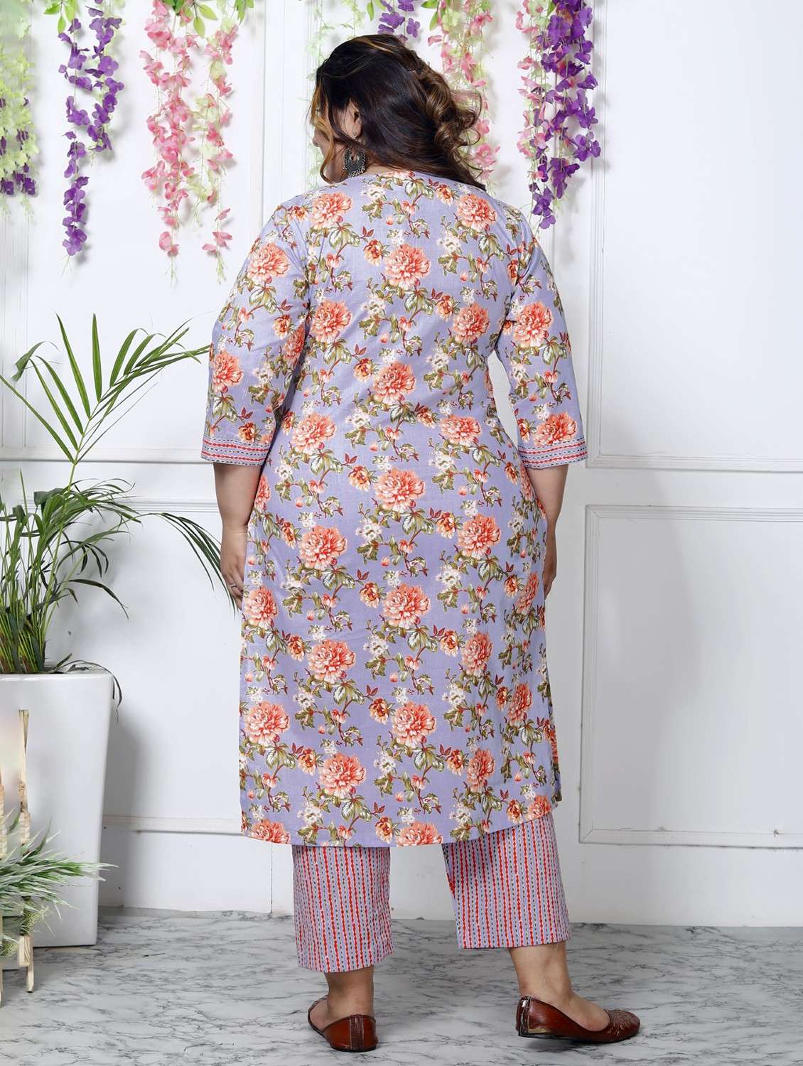 women floral printed three quarter sleeve kurta pant with dupatta set - 22076492 -  Standard Image - 2