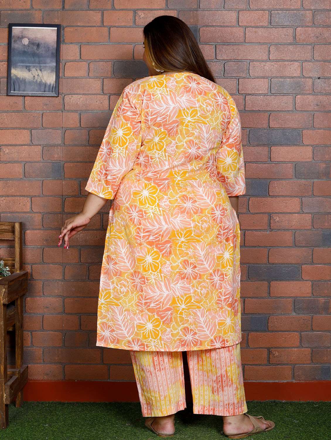 women floral printed three quarter sleeve kurta pant with dupatta set - 22076500 -  Standard Image - 2