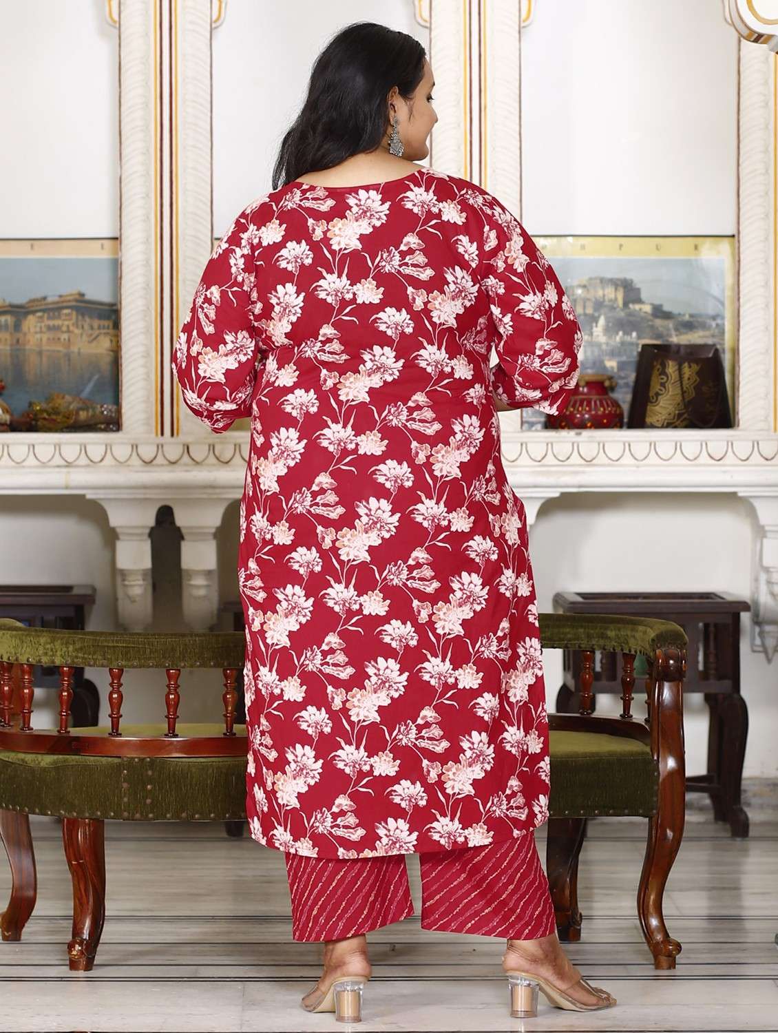 women floral printed three quarter sleeve kurta pant with dupatta set - 22076509 -  Standard Image - 2