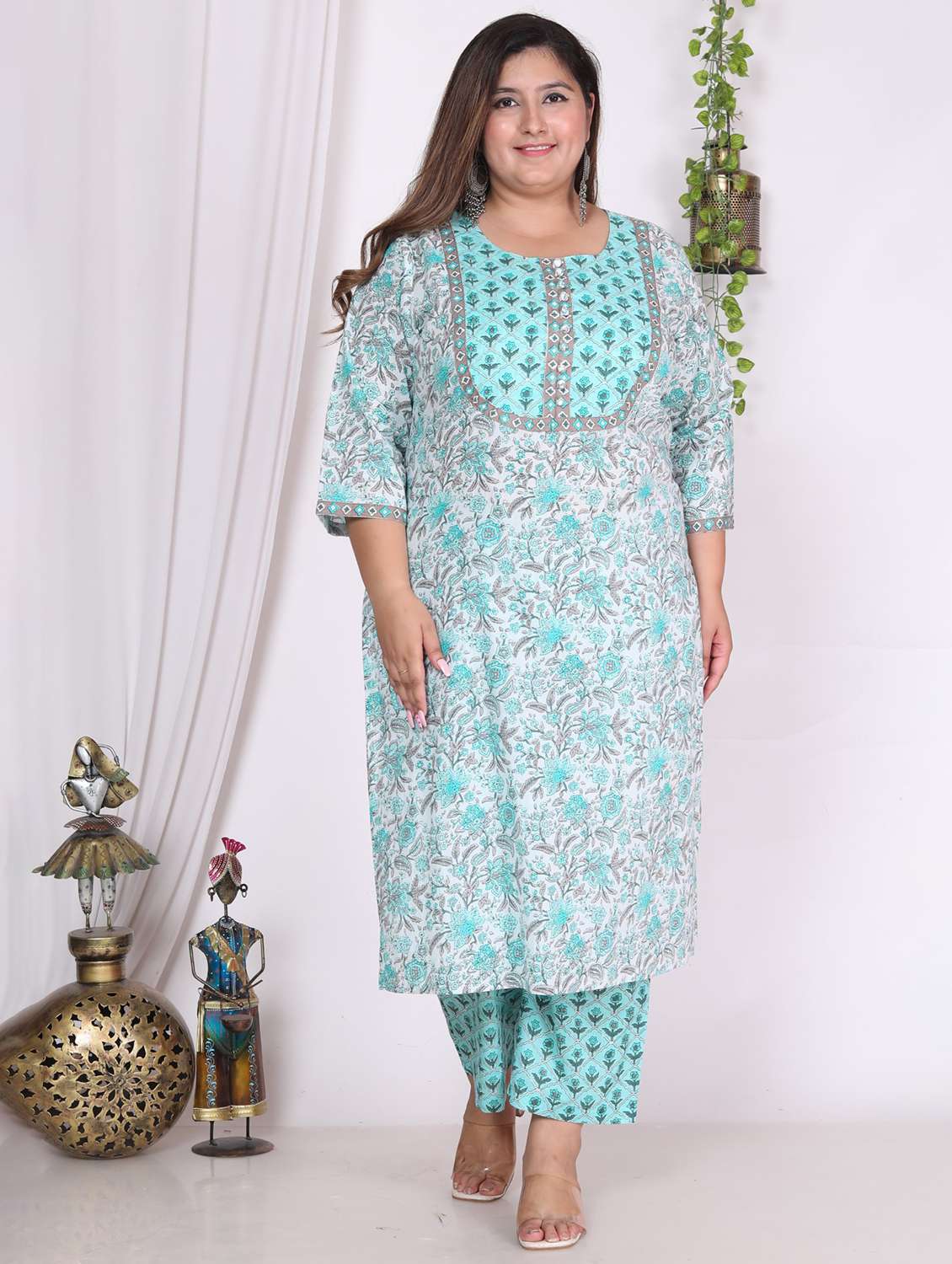 women floral printed three quarter sleeve kurta pant with dupatta set - 22076513 -  Standard Image - 2