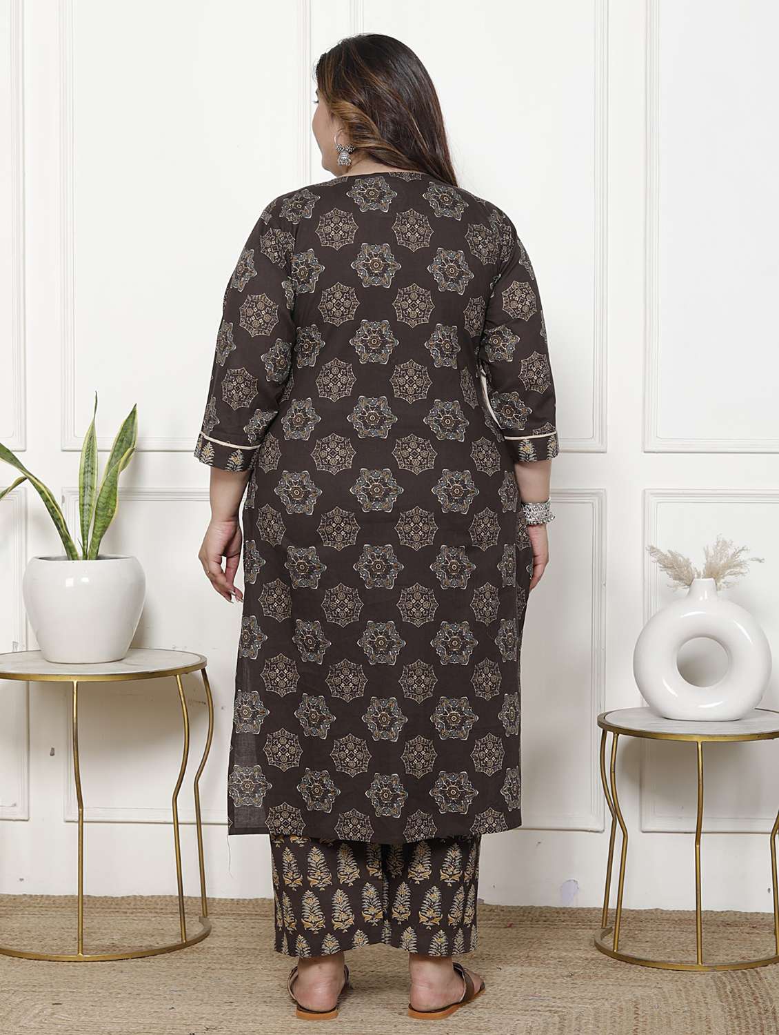 women printed three quarter sleeve kurta pant with dupatta set - 22076523 -  Standard Image - 2