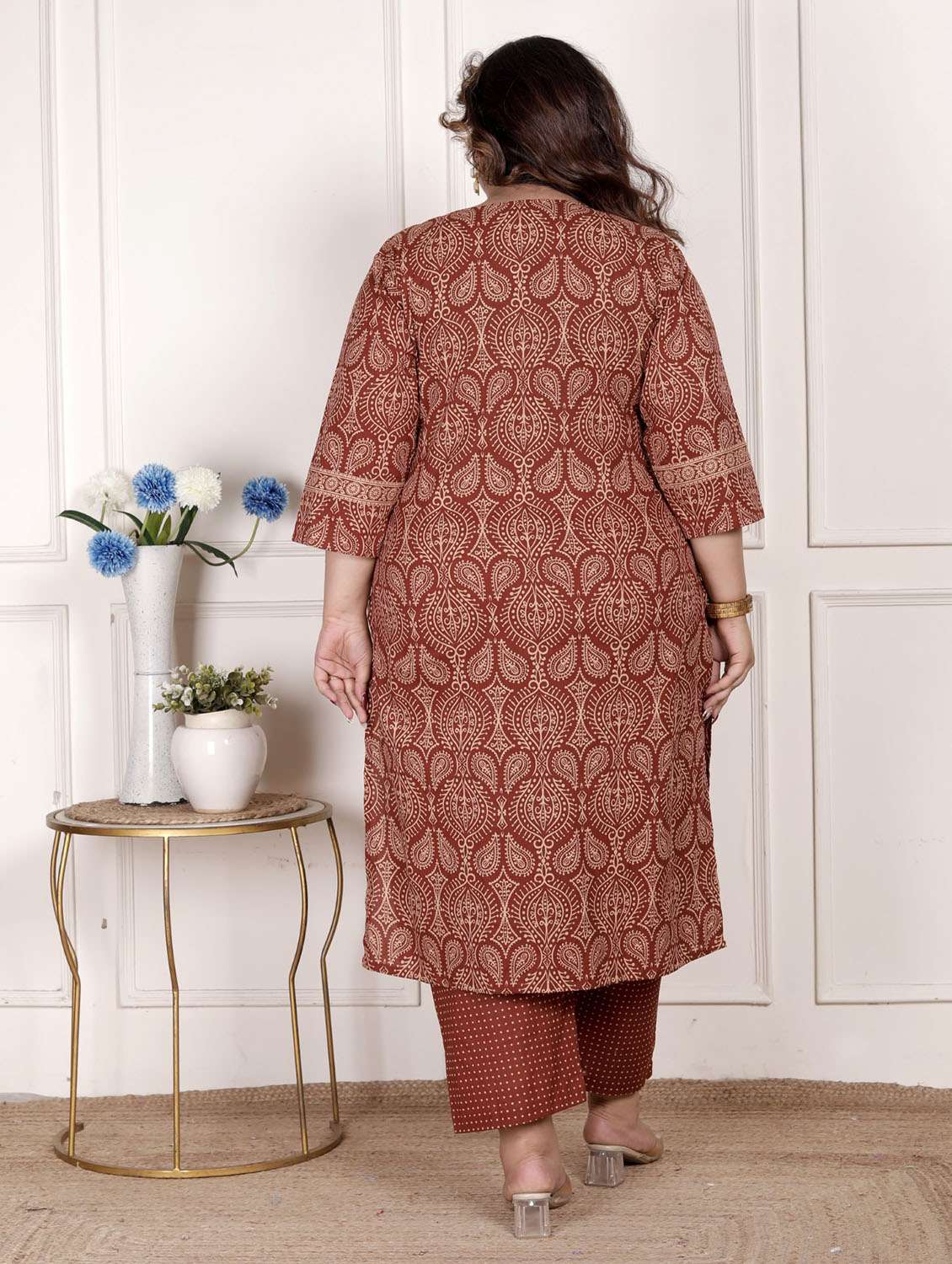 women printed three quarter sleeve kurta pant with dupatta set - 22076534 -  Standard Image - 2