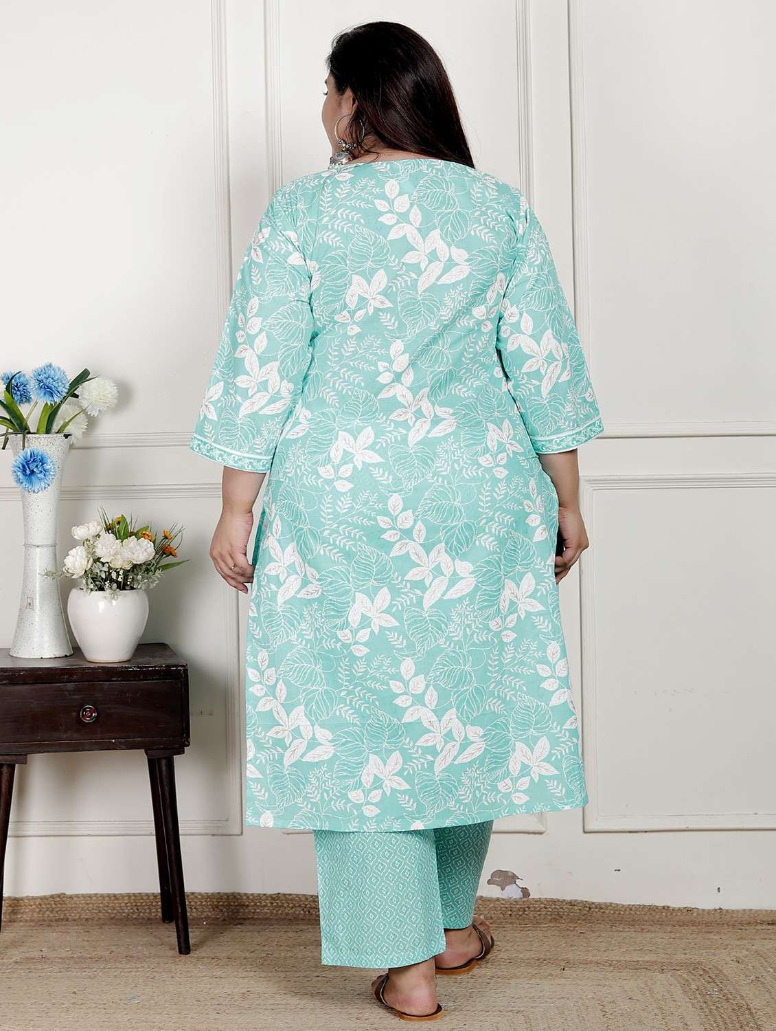 women printed three quarter sleeve kurta pant with dupatta set - 22076538 -  Standard Image - 2