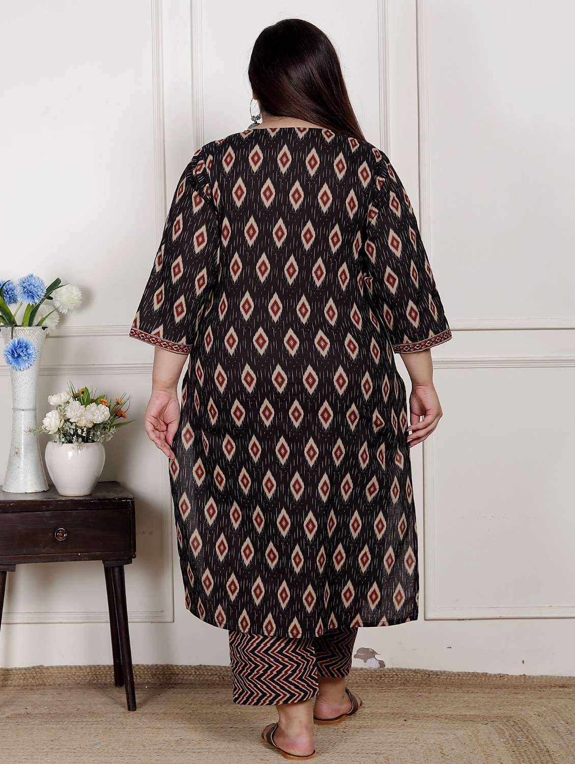 women printed three quarter sleeve kurta pant with dupatta set - 22076540 -  Standard Image - 2