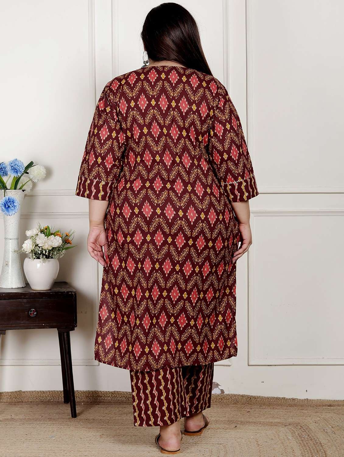 women printed three quarter sleeve kurta pant with dupatta set - 22076542 -  Standard Image - 2