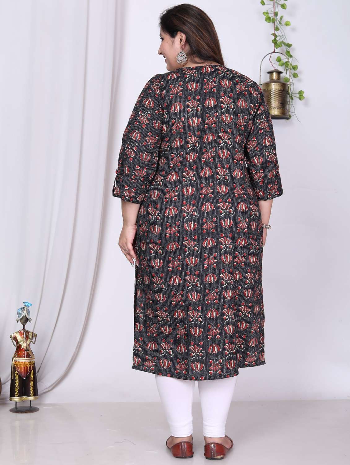 women plus size three quarter sleeve straight kurta - 22076566 -  Standard Image - 2