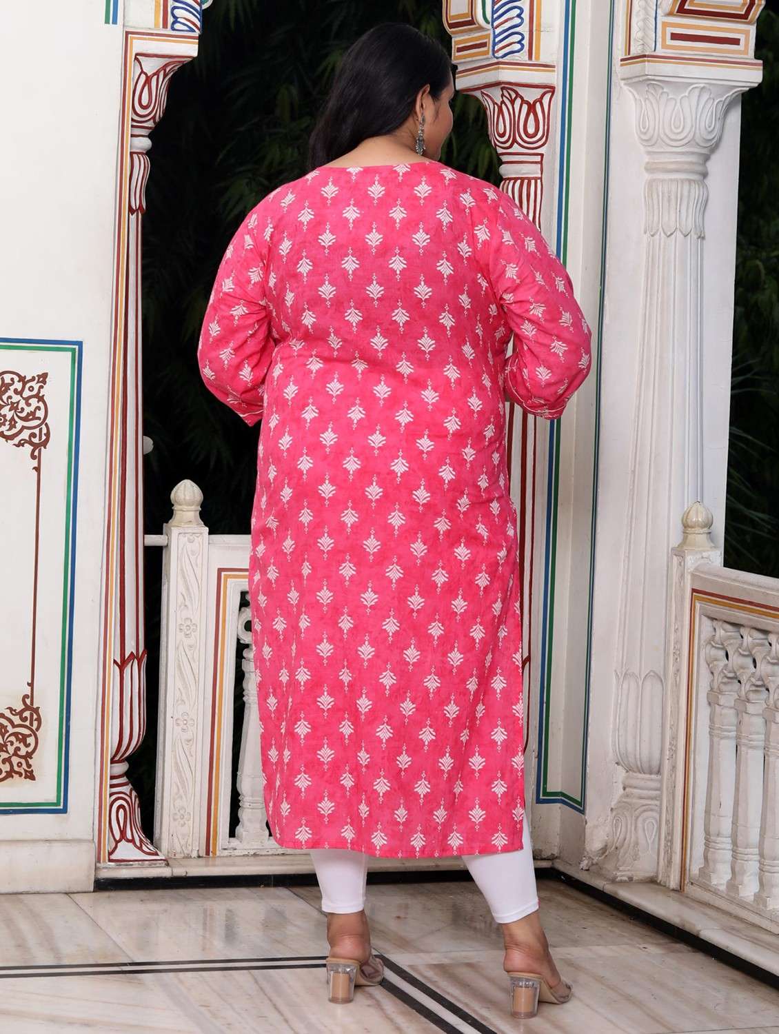 women plus size three quarter sleeve straight kurta - 22076575 - Standard Image - 2