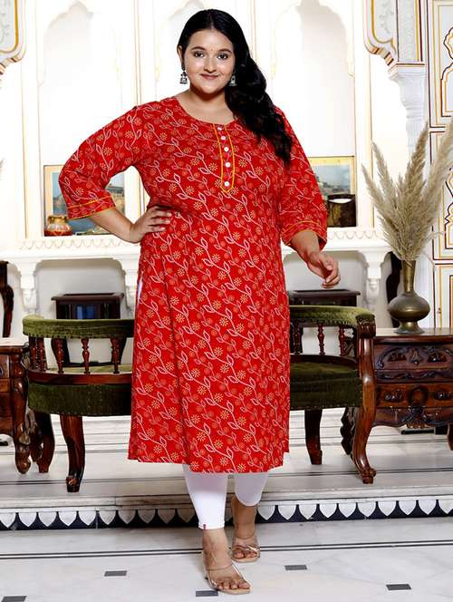 women plus size three quarter sleeve straight kurta - 22076578 -  Standard Image - 0