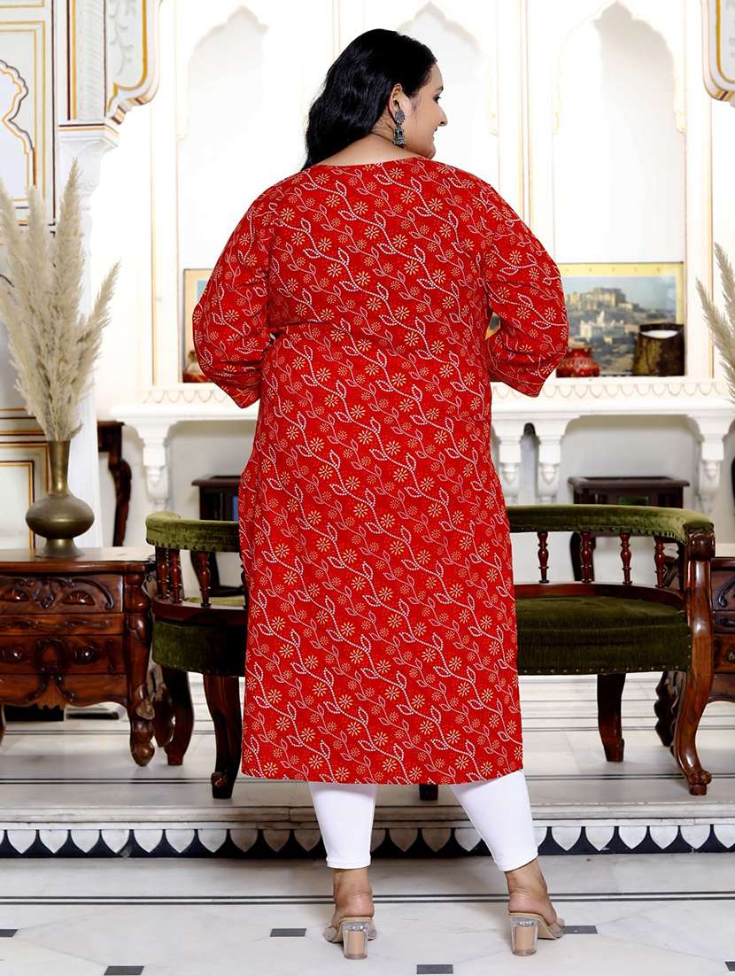 women plus size three quarter sleeve straight kurta - 22076578 -  Standard Image - 2