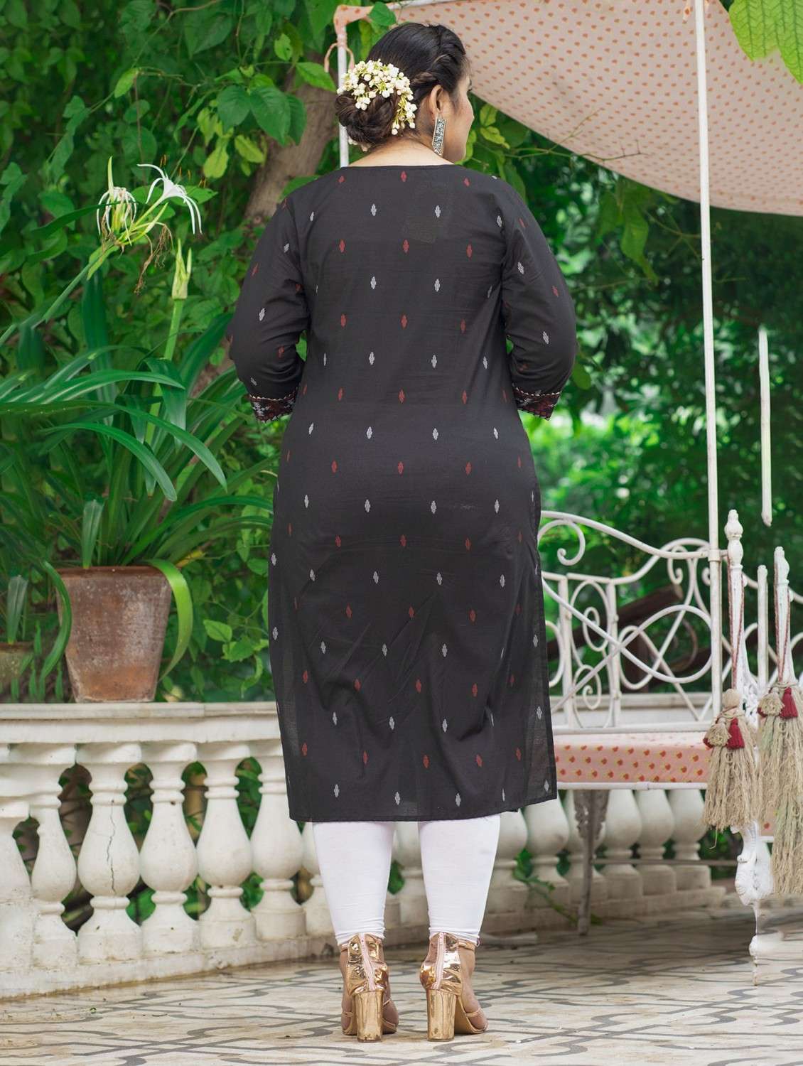 women plus size three quarter sleeve straight kurta - 22076586 -  Standard Image - 2