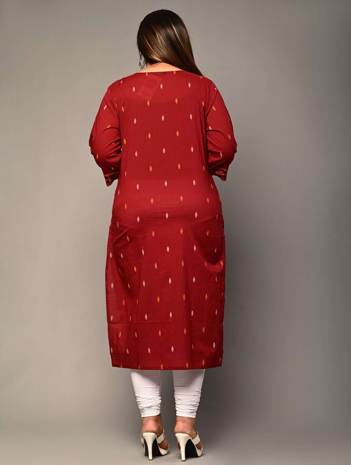women plus size three quarter sleeve straight kurta - 22076587 -  Standard Image - 2