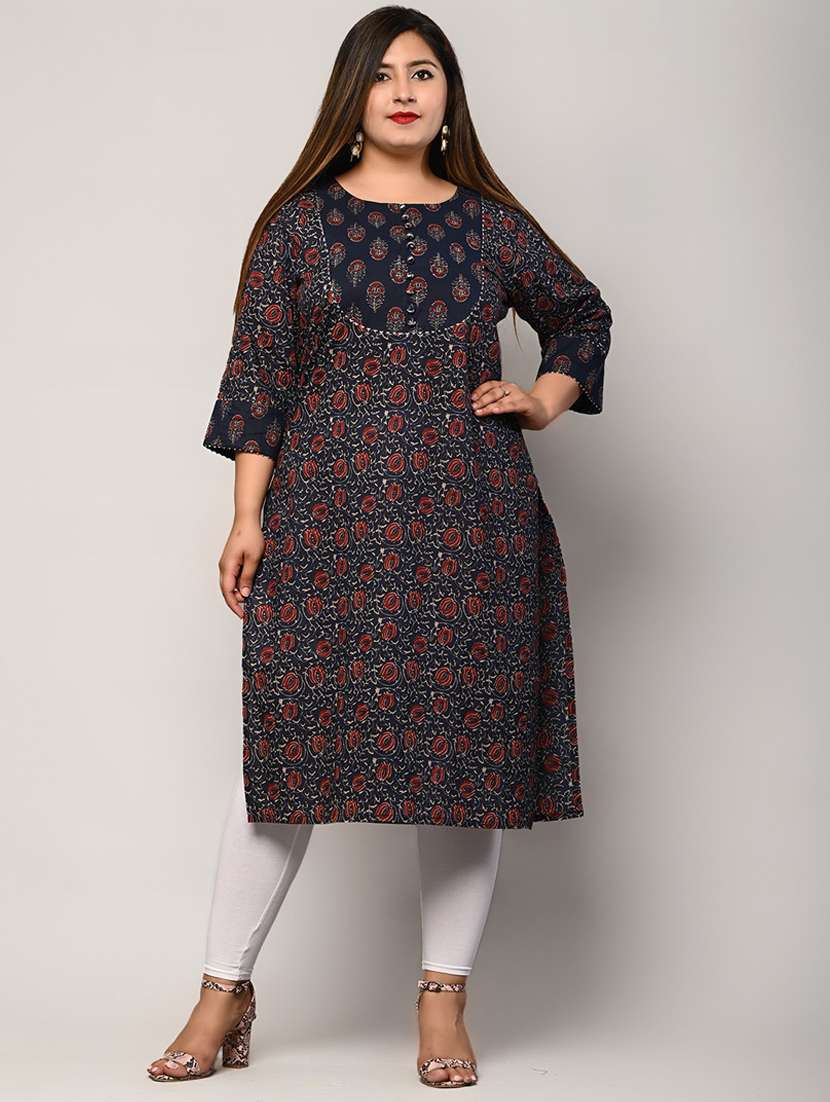 women plus size three quarter sleeve straight kurta - 22076616 - Zoom Image - 0