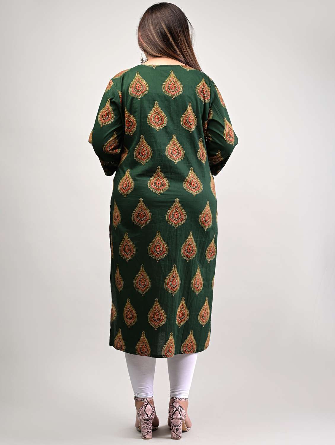 women plus size three quarter sleeve straight kurta - 22076623 - Standard Image - 2