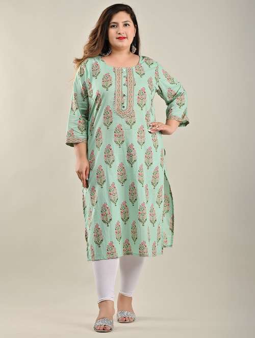 women plus size three quarter sleeve straight kurta - 22076624 - Standard Image - 0