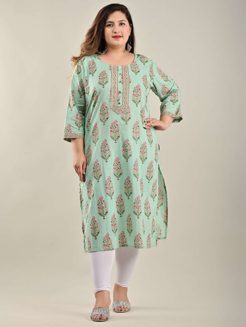 women plus size three quarter sleeve straight kurta - 22076624 - Zoom Image - 0