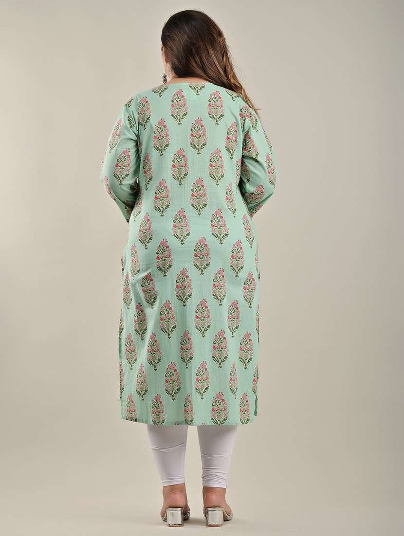 women plus size three quarter sleeve straight kurta - 22076624 - Standard Image - 2