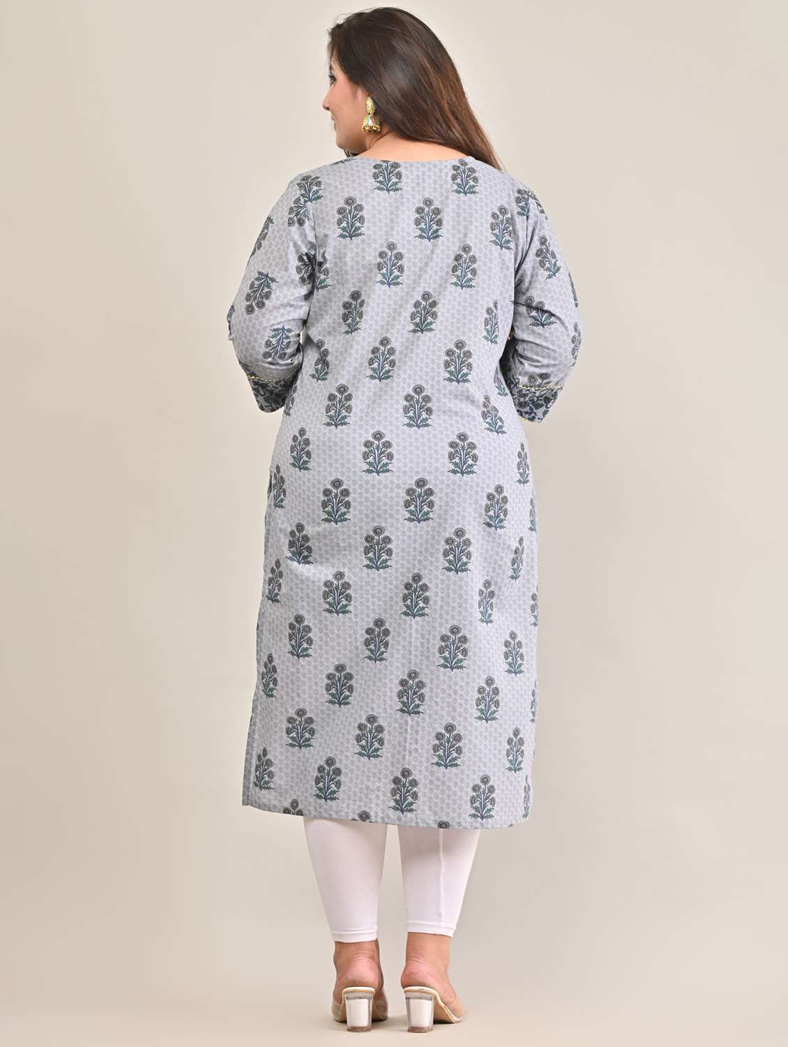 women plus size three quarter sleeve straight kurta - 22076628 -  Standard Image - 2