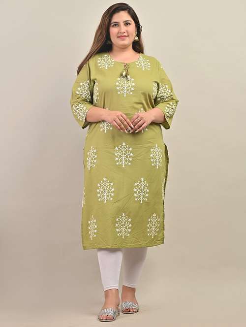 women plus size three quarter sleeve straight kurta - 22076634 - Standard Image - 0