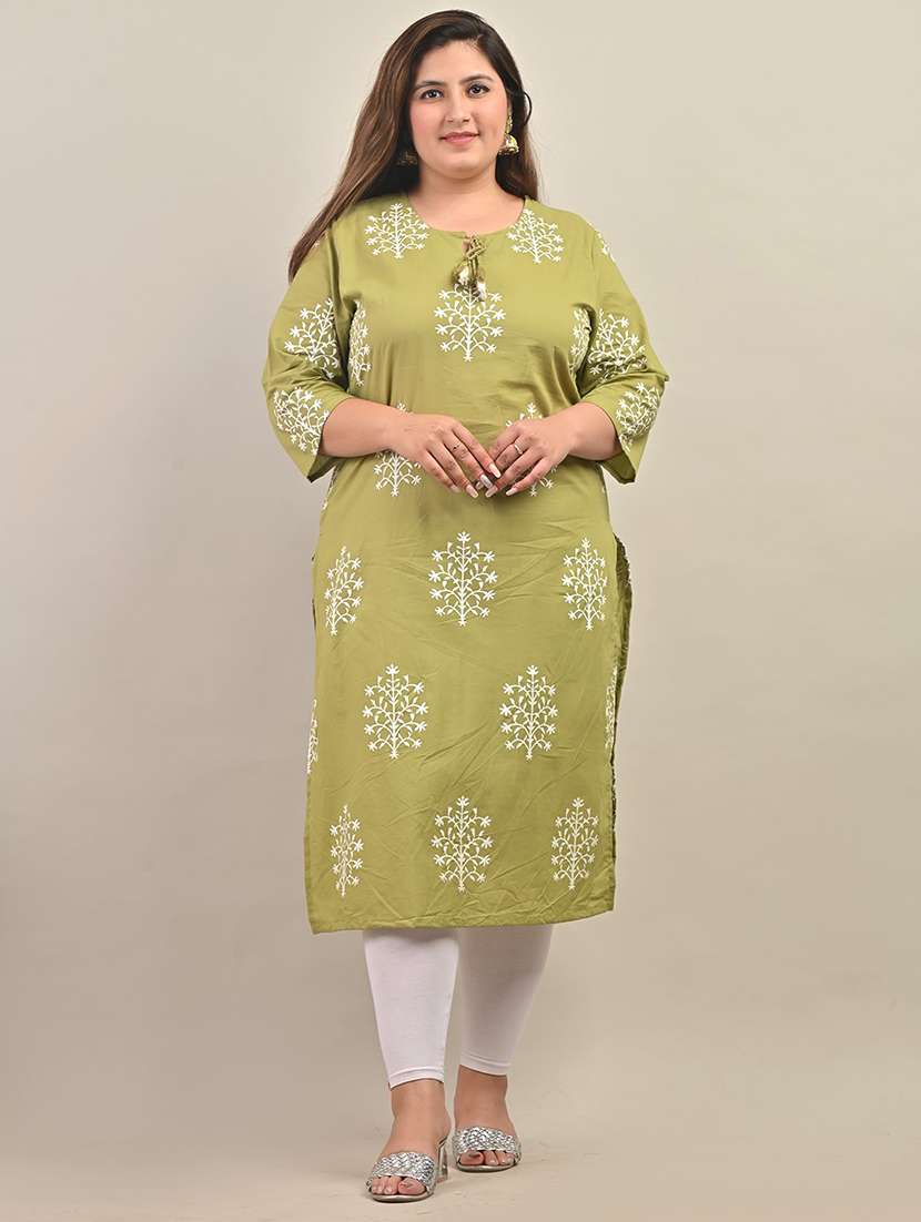 women plus size three quarter sleeve straight kurta - 22076634 - Zoom Image - 0