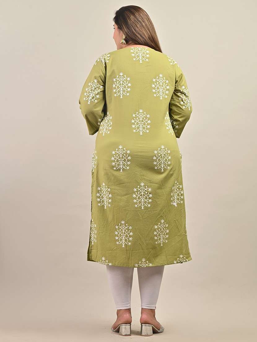 women plus size three quarter sleeve straight kurta - 22076634 - Standard Image - 2