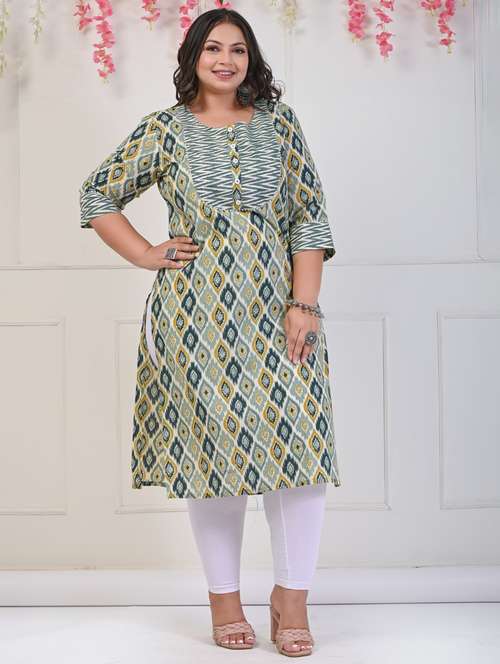 women plus size three quarter sleeve straight kurta - 22076653 - Standard Image - 0