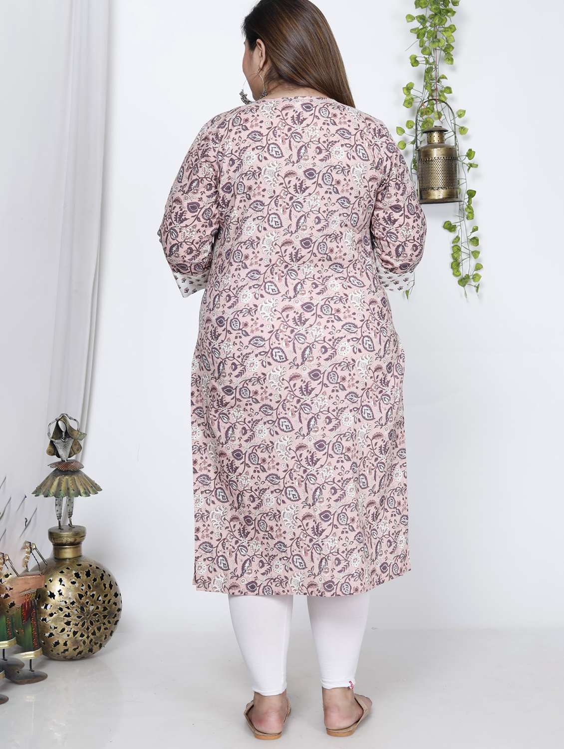 women plus size three quarter sleeve straight kurta - 22076655 -  Standard Image - 2