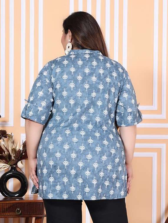 women plus size three quarter sleeve straight kurti - 22076671 -  Standard Image - 2