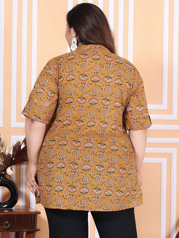 women plus size three quarter sleeve straight kurti - 22076672 -  Standard Image - 2