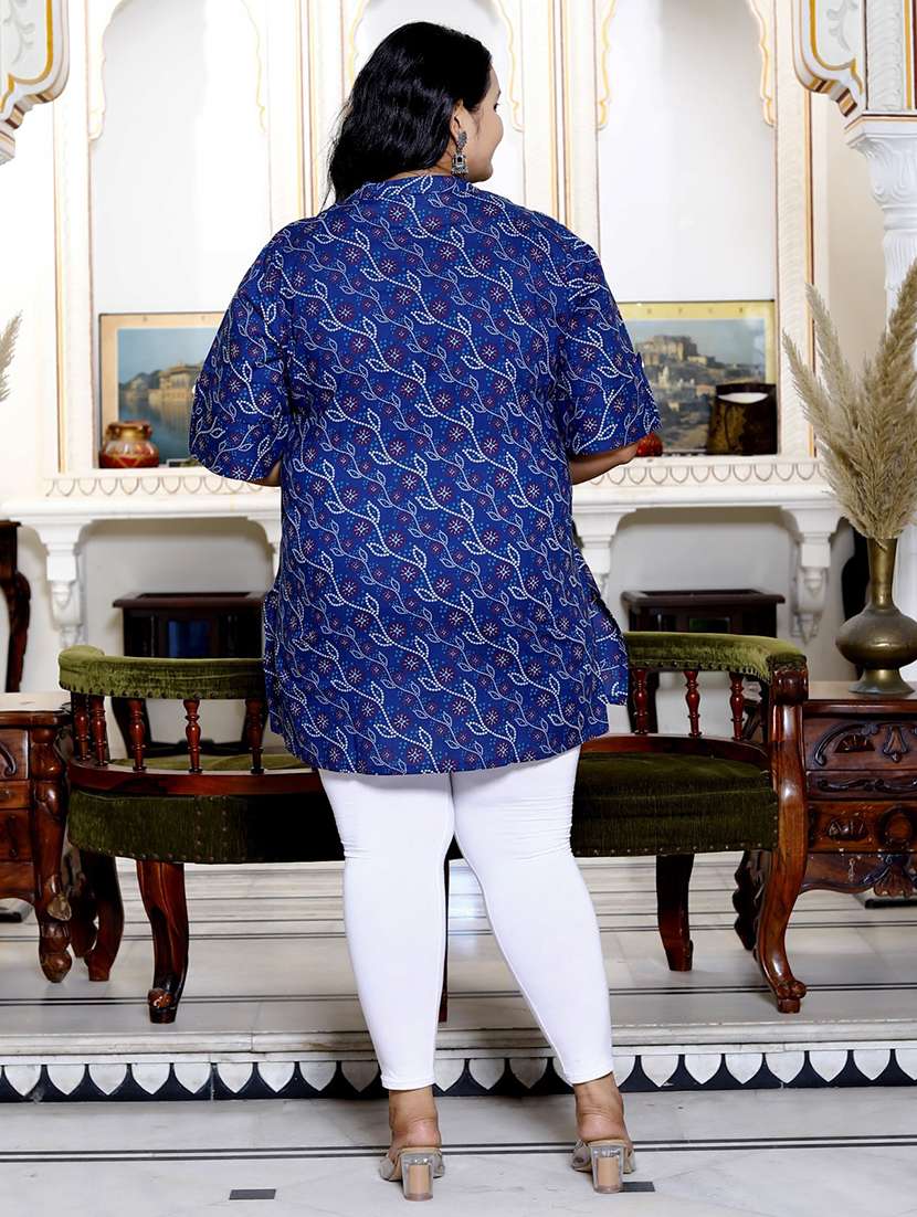 women plus size three quarter sleeve straight kurti - 22076674 -  Standard Image - 2