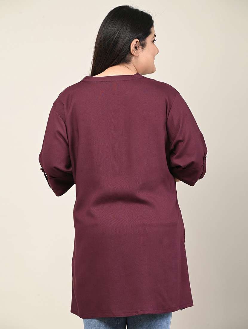 women plus size three quarter sleeve straight kurti - 22076690 -  Standard Image - 2